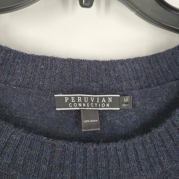 Peruvian Connection Blue Alpaca Wide Neck Long Sleeve Mini Dress M - Picture 4 of 6